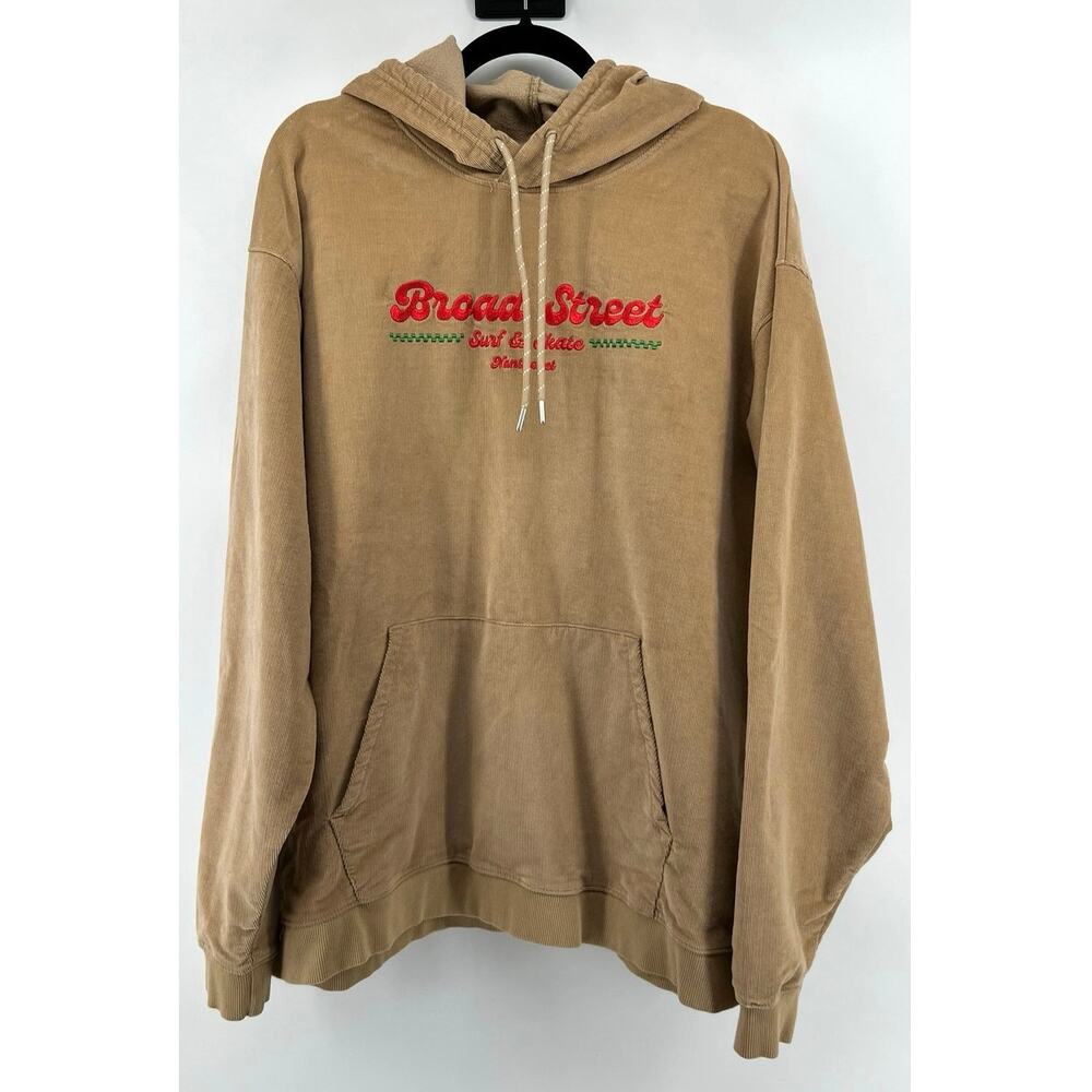 Broad Street Surf & Skate Nantucket Pizza Shop Hoodie Corduroy Size 2XL Tan